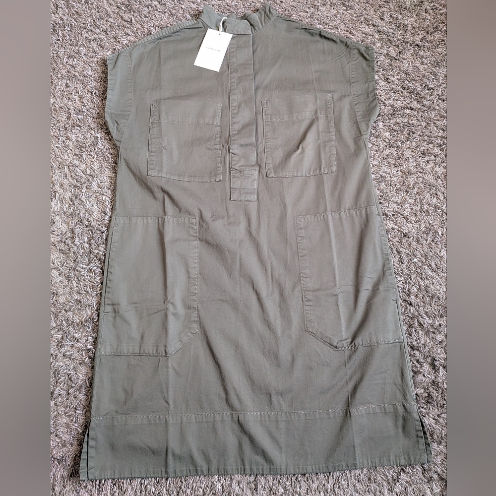 NWT Everlane Kalamata Green Organic Cotton The Easy Workwear Dress XS